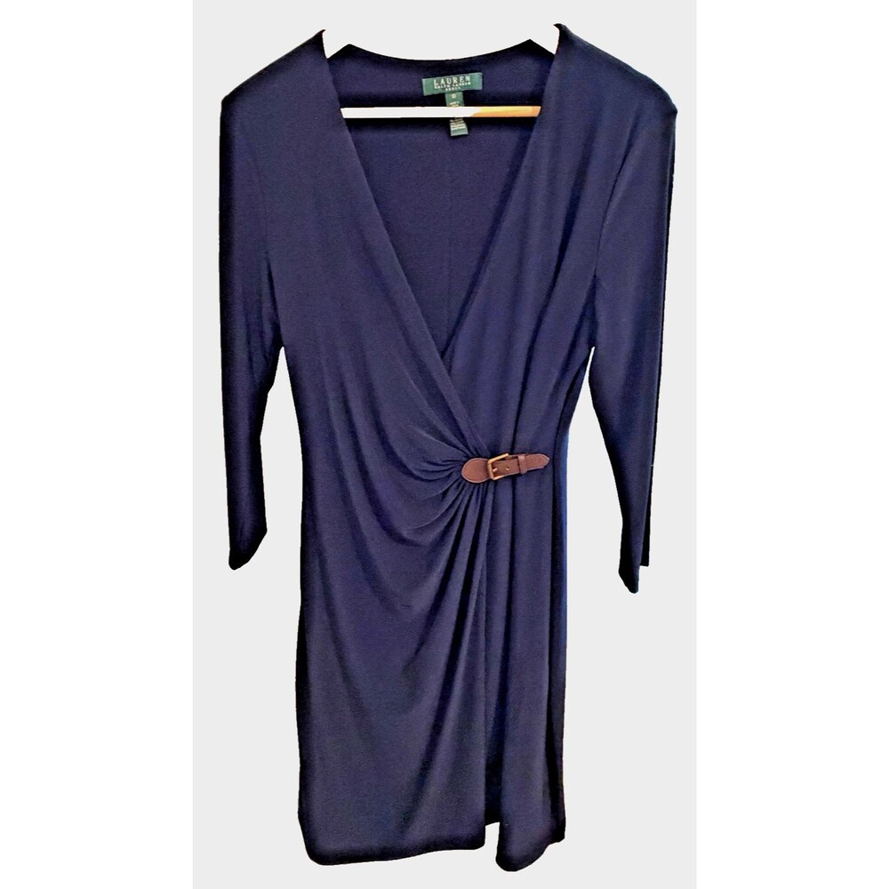 Lauren Ralph Lauren Dress Wms Sz 10 Navy Jersey Shift Minimalist Capsule Office